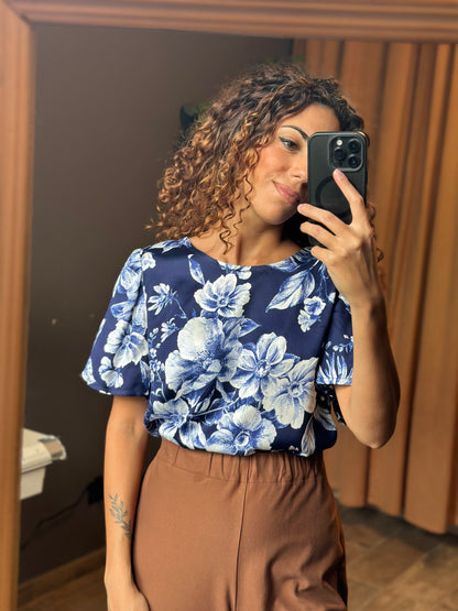PETALO blu fiori bianchi (unica - pronta consegna)
