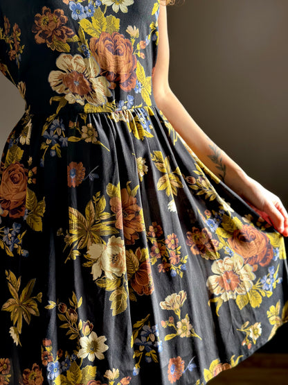 NUVOLA abito NERO FIORI (unico)