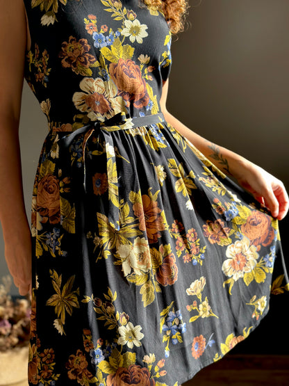 NUVOLA abito NERO FIORI (unico)