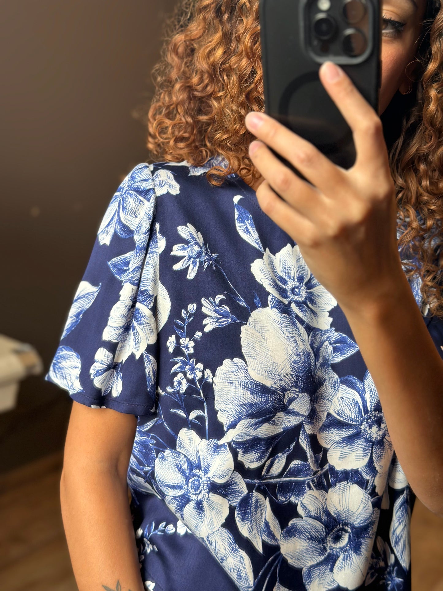 PETALO blu fiori bianchi (unica - pronta consegna)