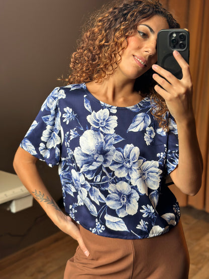 PETALO blu fiori bianchi (unica - pronta consegna)
