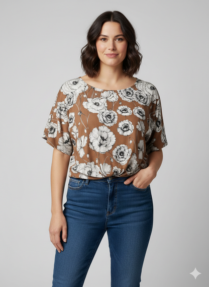 HAZELNUT FEATHER WHITE FLOWERS