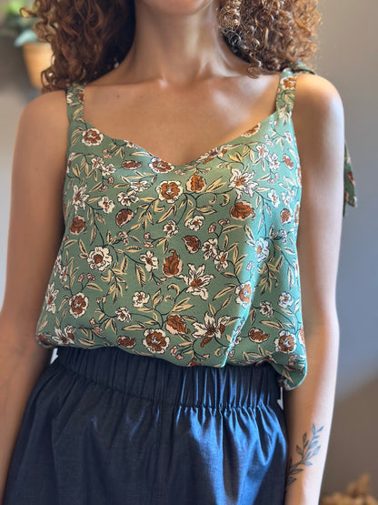 NUVOLA TOP VERDE FIORI