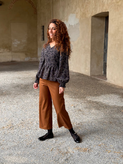 NUVOLA BLUSA LANA NERA FANTASIA