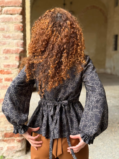 NUVOLA BLUSA LANA NERA FANTASIA