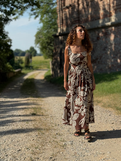 SUNSET marrone fiori bianchi