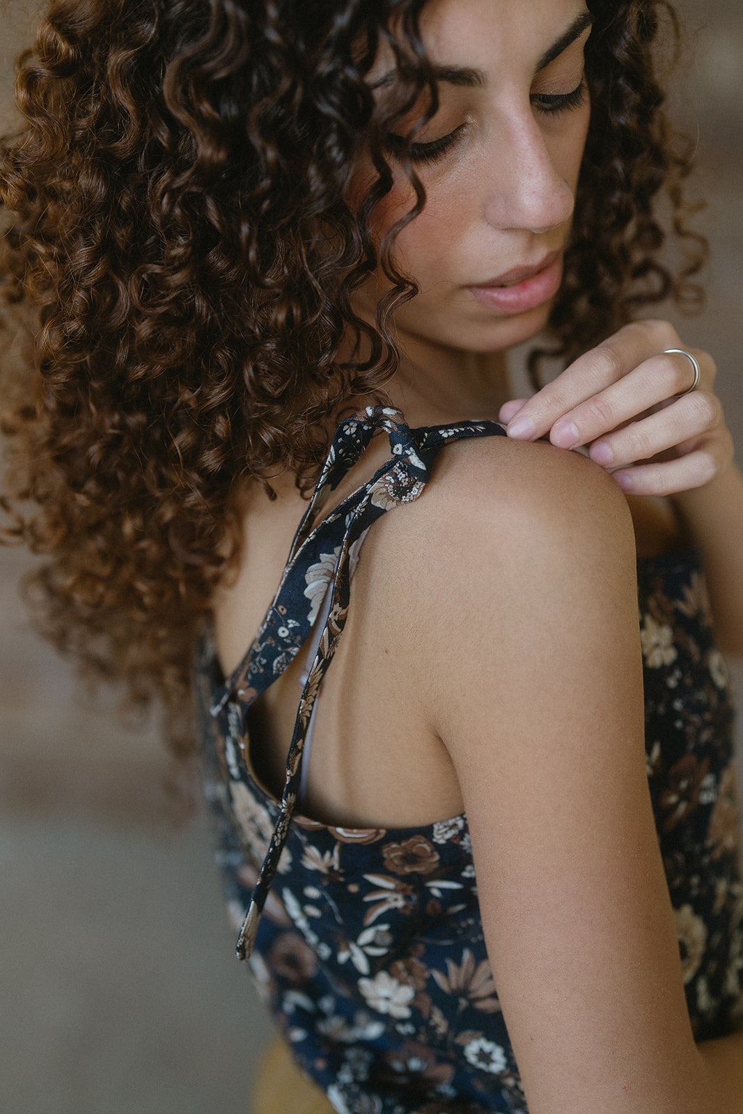 NUVOLA TOP LINO BLU FIORI