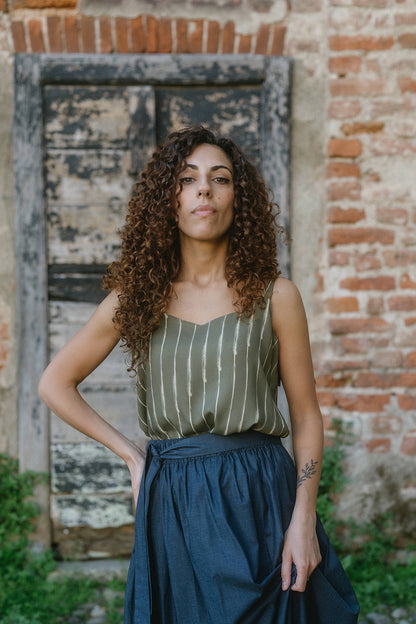 NUVOLA TOP VERDE RIGHE