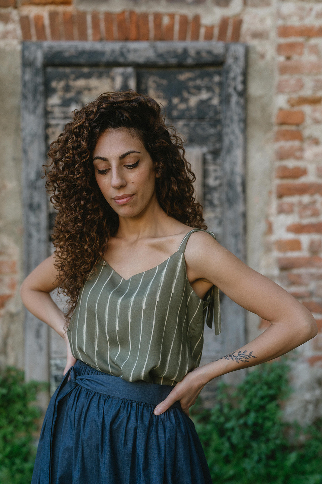 NUVOLA TOP VERDE RIGHE