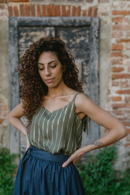 NUVOLA TOP VERDE RIGHE