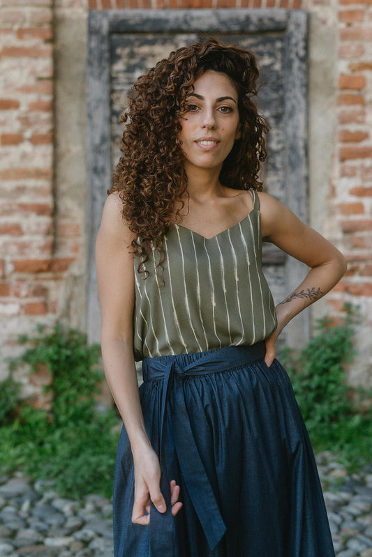 NUVOLA TOP VERDE RIGHE